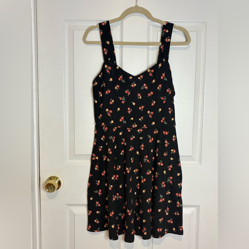 French Grey Black Dress with Floral Accents